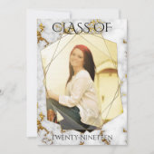 金ゴールド大理石ジオメトリック金ゴールドフォトフレームの卒業 招待状 (正面)