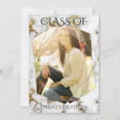 金ゴールド大理石ジオメトリック金ゴールドフォトフレームの卒業 招待状 (正面)