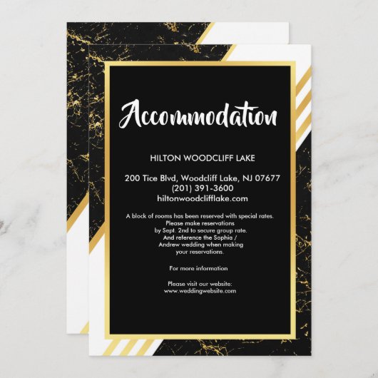 金ゴールド大理石ストライプの文字体裁エンクロージャ 招待状 (正面/裏面)