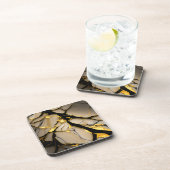 金ゴールド大理石セラミックと黒い結晶性静脈 コースター (右側)