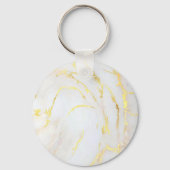 金ゴールド大理石テンプレートエレガントトレンディーカスタマイズ キーホルダー (正面)