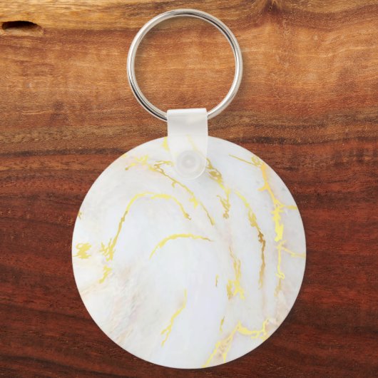 金ゴールド大理石テンプレートエレガントトレンディーカスタマイズ キーホルダー (正面)