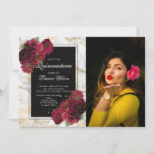 金ゴールド大理石バラフローラキンセアニェラ写真 招待状 (正面)