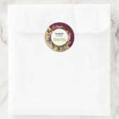 金ゴールド大理石パターンとバーガンディ花模様キッチン ラウンドシール (バッグ)