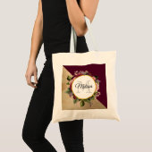 金ゴールド大理石パターンとブルゴーニュフローラモノグラム トートバッグ (正面(商品))