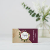 金ゴールド大理石パターンとブルゴーニュフローラモノグラム 名刺 (スタンド正面)