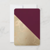 金ゴールド大理石パターンとブルゴーニュ結婚フローラ 出欠カード (裏面)