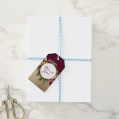 金ゴールド大理石パターンとブルゴーニュ花模様ありがとう ギフトタグ (より糸付き)