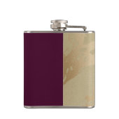 金ゴールド大理石パターンとブルゴーニュ花模様モノグラム フラスク (裏面)