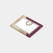 金ゴールド大理石パターンとブルゴーニュ花模様モノグラム ポストイット (アングル)