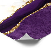 金ゴールド大理石パープルアゲート結婚ズ・ウェルカム ポスター (角)