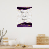 金ゴールド大理石パープルアゲート結婚ズ・ウェルカム ポスター (キッチン)