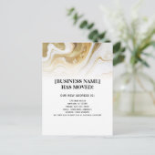 金ゴールド大理石ビジネスの動きのお知らせ ポストカード (スタンド正面)