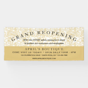 金ゴールド大理石ビジネス， COVID Safetyを再オープン 横断幕