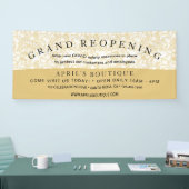 金ゴールド大理石ビジネスCOVIDの安全性を再開 横断幕 (トレードショー)