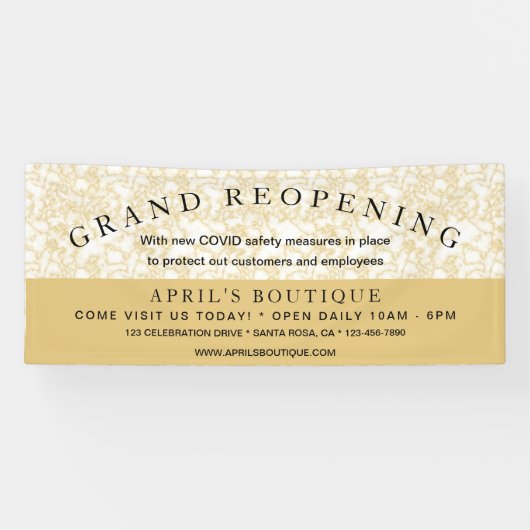 金ゴールド大理石ビジネスCOVIDの安全性を再開 横断幕 (横)