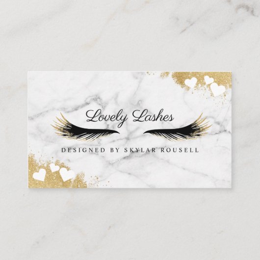 金ゴールド大理石マスカラアイラッシュアフターケアのヒント 紹介カード (裏面)
