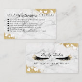 金ゴールド大理石マスカラアイラッシュアフターケアのヒント 紹介カード (正面/裏面)