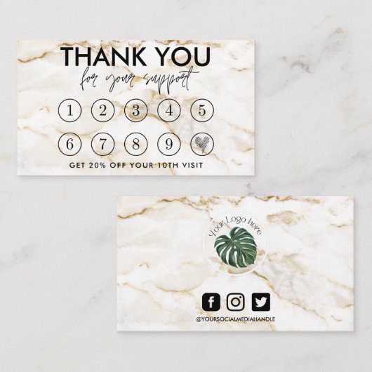 金ゴールド大理石メイクアップヘアロゴロイヤリティカード 名刺 (正面/裏面)