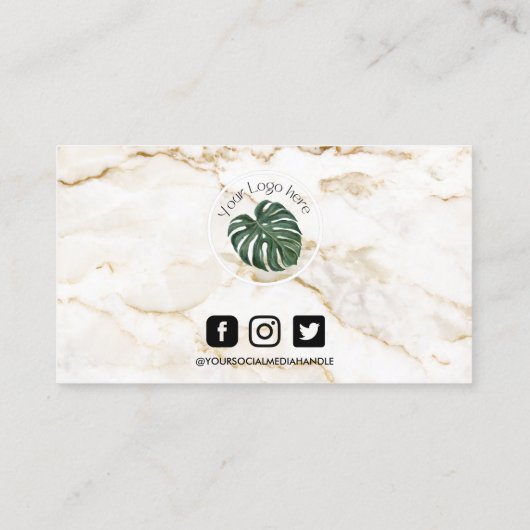 金ゴールド大理石メイクアップヘアロゴロイヤリティカード 名刺 (裏面)