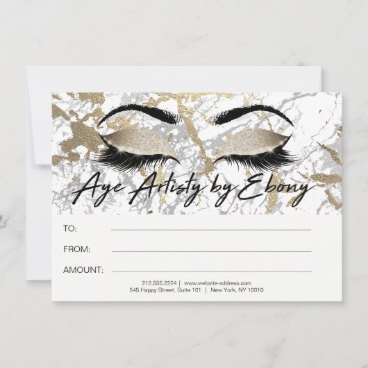 金ゴールド大理石メイクアップ美しいアイズ証明書黒檀 (正面)