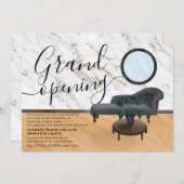 金ゴールド大理石モダン美しいサロン大開口部 招待状 (正面/裏面)