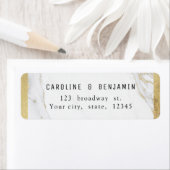 金ゴールド大理石モダン高級結婚差出人住所 ラベル (インサイチュ)