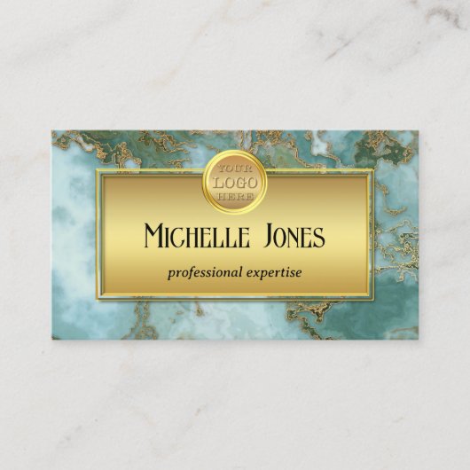 金ゴールド大理石ロゴQRコード抽象芸術 名刺 (正面)