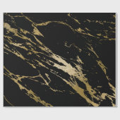 金ゴールド大理石光沢のあるグラムブラック抽象芸術 ラッピングペーパー (フラット)