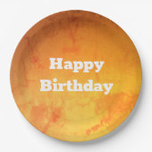 金ゴールド大理石効果誕生日プレート ペーパープレート (正面)