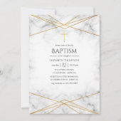 金ゴールド大理石幾何学洗礼 招待状 (正面)