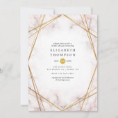 金ゴールド大理石幾何学的ブライダルシャワー 招待状 (正面)