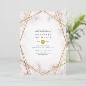 金ゴールド大理石幾何学的ブライダルシャワー 招待状 (スタンド正面)