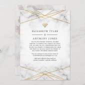 金ゴールド大理石減ら幾何結婚のゲスト 案内状 (正面/裏面)