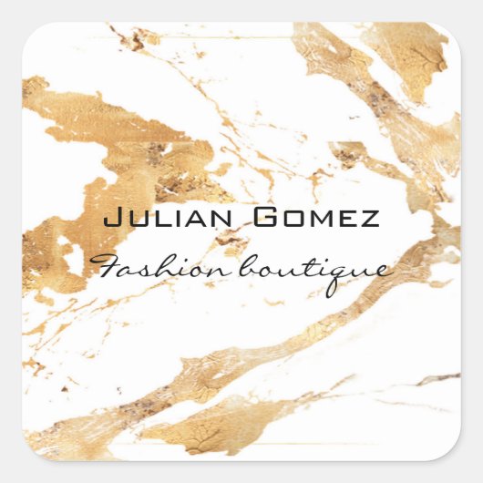 金ゴールド大理石白 スクエアシール (正面)