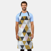 金ゴールド大理石、幾何学的シームレステクスチャ エプロン (着用した状態)