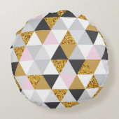 金ゴールド大理石、幾何学的シームレステクスチャ ラウンドクッション (裏面)