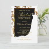 金ゴールド大理石、白黒ブライダルシャワー 招待状 (スタンド正面)