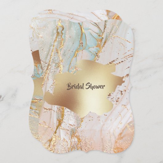 金ゴールド大理石GeodeテクスチャDIYクラスのパーティー 招待状 (正面/裏面)