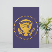 金ゴールド大統領のシールオンブルーグラウンド 便箋 (スタンド正面)