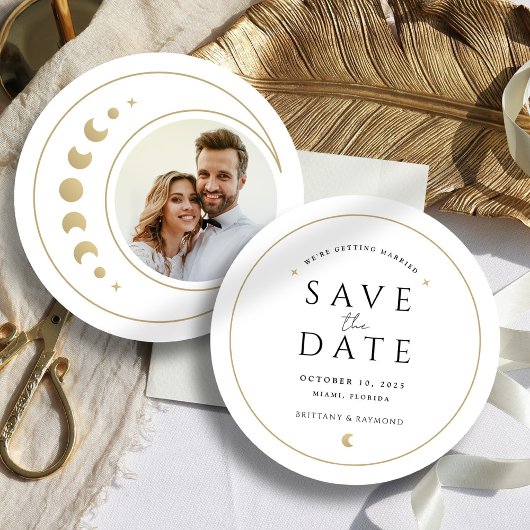 金ゴールド天上結婚式の日付カードを保存 サンキューカード