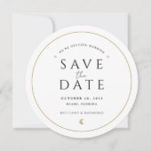 金ゴールド天上結婚式の日付カードを保存 サンキューカード (正面)