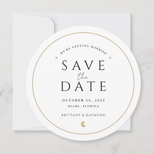 金ゴールド天上結婚式の日付カードを保存 サンキューカード (正面)