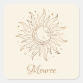 金ゴールド天日月オンアイボリースクエアステッカー スクエアシール (正面)