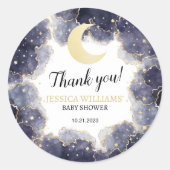 金ゴールド天月の男の赤ちゃんシャワーラウンドステッカー ラウンドシール (正面)