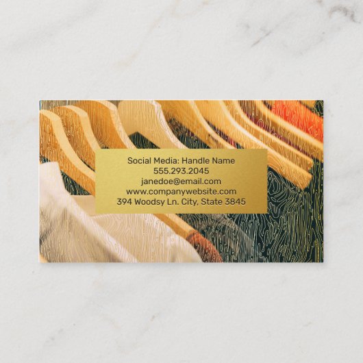 金ゴールド天然木粒 |のぶら下がった衣服 名刺 (裏面)