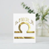 金ゴールド天秤座図星占〔占星術の〕十二宮図 ポストカード (スタンド正面)