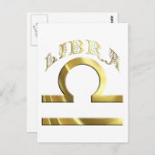 金ゴールド天秤座図星占〔占星術の〕十二宮図 ポストカード (正面/裏面)