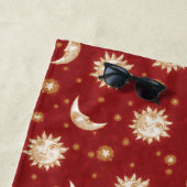 金ゴールド太陽と月が赤 ビーチタオル (インサイチュ)