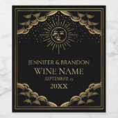 金ゴールド太陽と月のタロットカード結婚のワインラベル ワインラベル (シングルラベル)